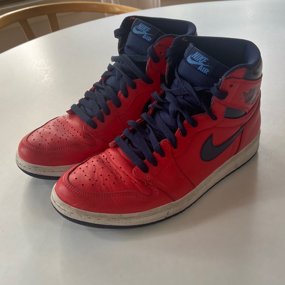 NIKE Air Jordan 1- David Letterman Style RARE red and navy- Size 9.5